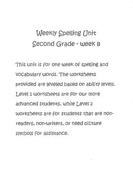 Preview of Grade 2 Spelling & Vocab Week unit - Week 8