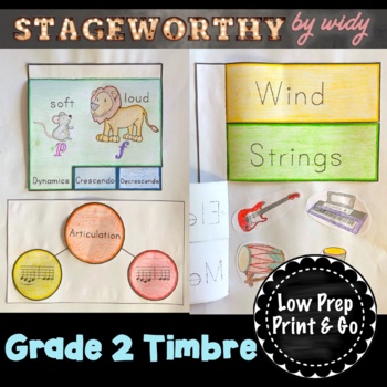 Preview of Grade 2 Timbre & Articulation Music Worksheets Interactive Notebook