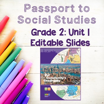 Preview of Grade 2, Unit 1 BUNDLE Passport to Social Studies EDITABLE Slides