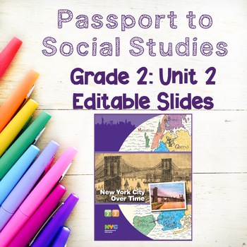 Preview of Grade 2, Unit 2 BUNDLE- Passport to Social Studies, Editable Slideshows