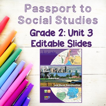 Preview of Grade 2, Unit 3 BUNDLE- Passport to Social Studies, EDITABLE Slideshows