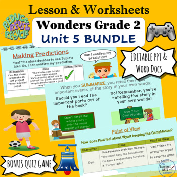 Preview of Grade 2 Unit 5 Wonders Complete Bundle of all Five Stories
