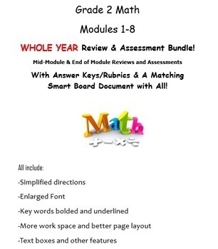 Preview of Grade 2, WHOLE YEAR Modules 1-8, Mid & End of Mod Reviews & Assessments BUNDLE!