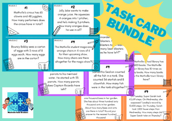 Preview of Grade 3, 4, 5 Beginning of Year Review Task Cards + Google Slides Companions