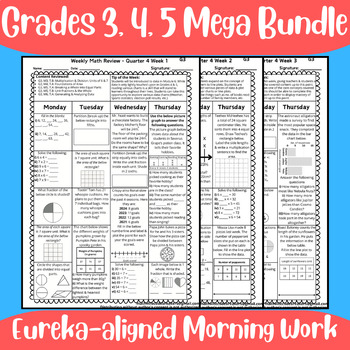 Preview of Grade 3, 4, 5 Eureka (Math Spiral Review) Morning Work Year Long Growing Bundle