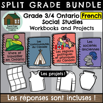 Preview of Grade 3/4 FRENCH Social Studies Workbooks (Ontario Curriculum)