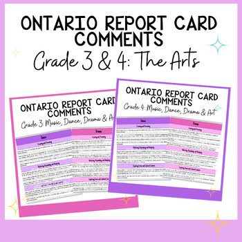 Preview of Grade 3 & 4 Report Cards Comment Bundle - Music, Drama, Art, Dance