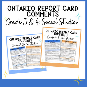 Preview of Grade 3 & 4 Social Studies Report Card Comments Guide - Ontario Curriculum