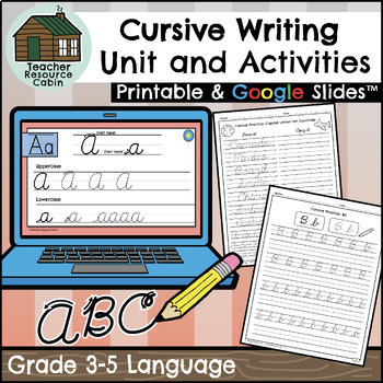 Preview of Grade 3-5 Cursive Writing Basics Unit (Printable + Google Slides™)
