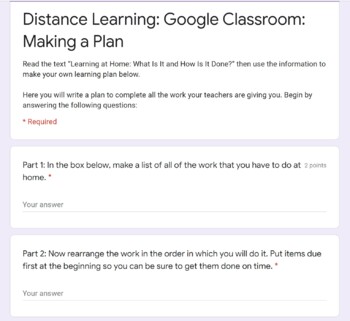 Preview of Grade 3-5 Distance Learning Google Classroom Student Work Plan