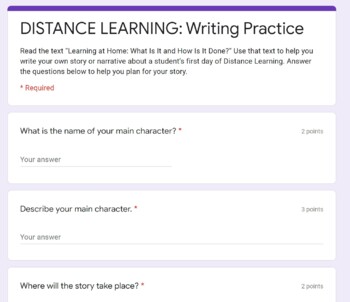 Preview of Grade 3-5 Distance Learning Google Classroom Writing Packet