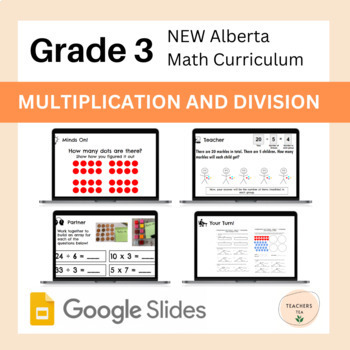 Preview of Grade 3 Alberta - Multiplication and Division to 100 Unit- Digital Google Slides