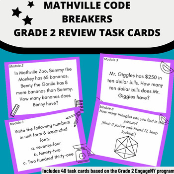 Preview of Grade 3 Beginning-of-Year Review Task Cards + Google Slides Companion