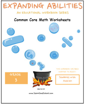 Preview of Grade 3, CCS: Math Bundle: Frac, Geo, Alg, M&D, Base 10 for Students with Autism