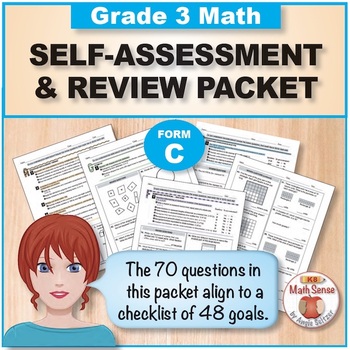 Preview of Grade 3 Form C Math Self-Assessment Packet - 70 Questions { Print & Digital }