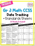 Grade 3 CCSS Math Standards Cheat Sheets + Class Data Trackers