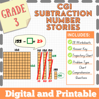 Preview of Grade 3 CGI Number Stories - SUBTRACTION