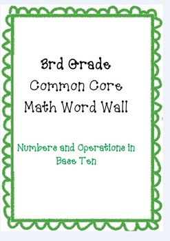 Preview of 3rd Grade Common Core Math Word Wall Numbers in Base Ten