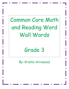 Preview of Grade 3 Common Core Word Wall Words