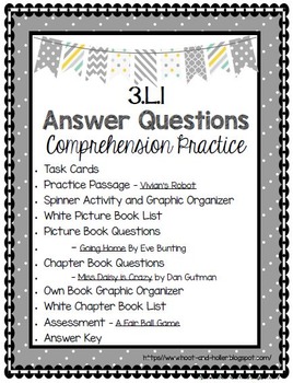 Grade 3 Comprehension -3.L.1 Ask and Answer Questions- White by Hoot