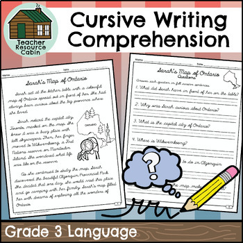 Preview of Grade 3 Cursive Comprehension Passages and Questions