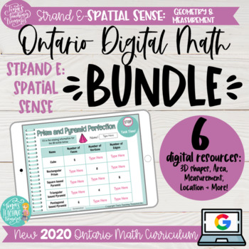 Preview of Grade 3 DIGITAL Math BUNDLE 2020 Ontario | Strand E: Spatial Sense
