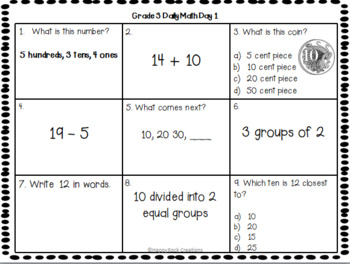 grade 3 daily math bundle australian by happyrock creations tpt