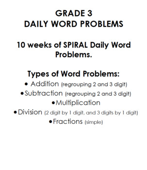 Preview of Grade 3 Daily Word Problems (SPIRAL) Pt. 2