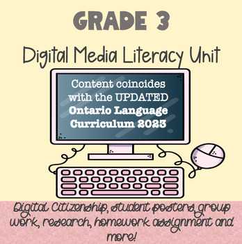 Preview of Grade 3 Digital Media Literacy Unit: Literacy Connections and Applications