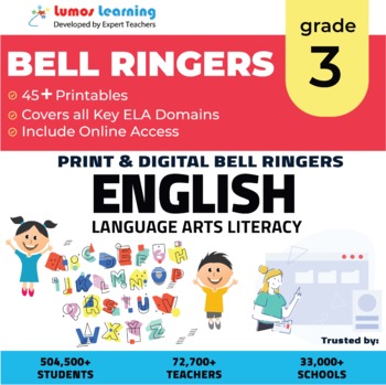 Preview of Grade 3 ELA Bell Ringers - 45+ Printable Bell Ringers - Full Year Bundle