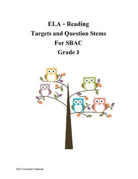 Preview of Grade 3 ELA - Reading Question Stems for SBAC