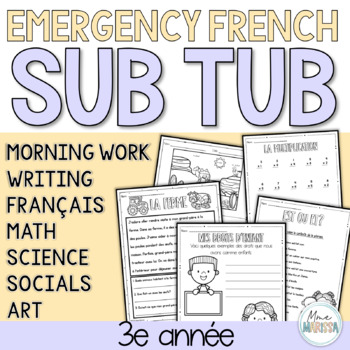 Preview of Grade 3 Emergency French Sub Tub - A week of French sub plan activities