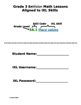 Preview of Grade 3 Envision Math-IXL skill alignment