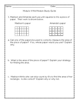 Preview of Grade 3 - Eureka Math Module 4 Mid-Module Study Guide