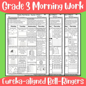 Preview of Grade 3 Eureka (Math Spiral Review) Morning Work: Year Long (Growing Bundle)