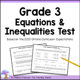 Equations & Inequalities Test - Grade 3 Math (Ontario)