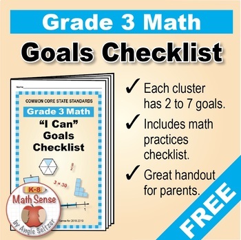 Preview of Grade 3 FREE Checklist of Math Goals with Links to 3rd Grade Math Sense Games