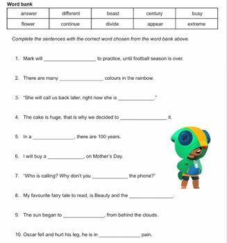 Preview of Grade 3 Fill in the Blank Grammar Worksheet