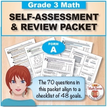 Preview of Grade 3 Form A Math Self-Assessment Packet - 70 Questions { Print & Digital }