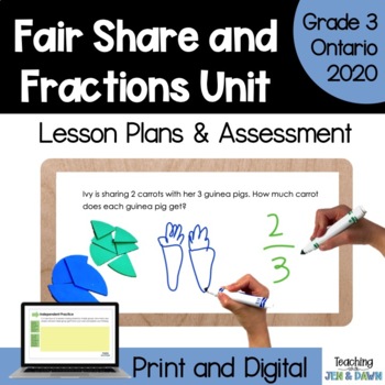 Preview of Grade 3 Fractions Unit - Ontario Math 2020 - PDF and Google Slides