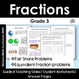 Grade 3 Fractions and Fair Share Problems Ontario Math Cur