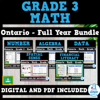 Preview of Grade 3 - Full Year Math Bundle - Ontario 2020 Curriculum - GOOGLE/PDF INCLUDED