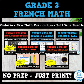 Preview of Grade 3 - Full Year Math Bundle - Ontario 2020 Curriculum - FRENCH VERSION