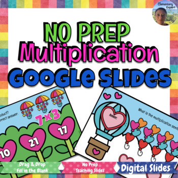 Preview of Grade 3 Google Slides Multiplication Valentine's Day Theme