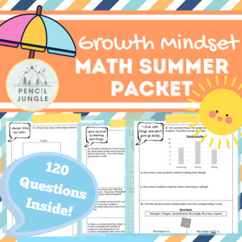Preview of Grade 3 Growth Mindset Summer Math Packet