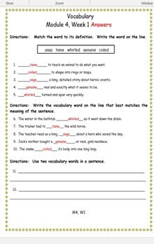 grade 3 hmh into reading vocabulary worksheets module 4 tpt