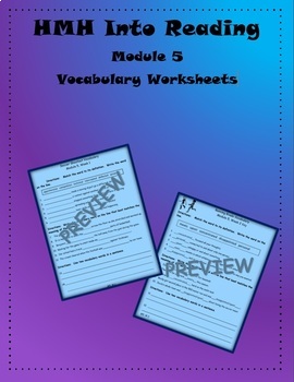 Grade 3 HMH Into Reading vocabulary worksheets Module 5 | TpT