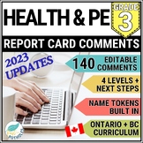 Grade 3 Report Card Comments Ontario + BC PHYSICAL EDUCATI