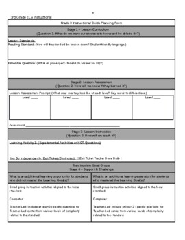 Preview of Instructional Guide Planning Form Includes DI & grouping (editable & Fillable)