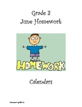 Preview of Grade 3 June Homework Calendar